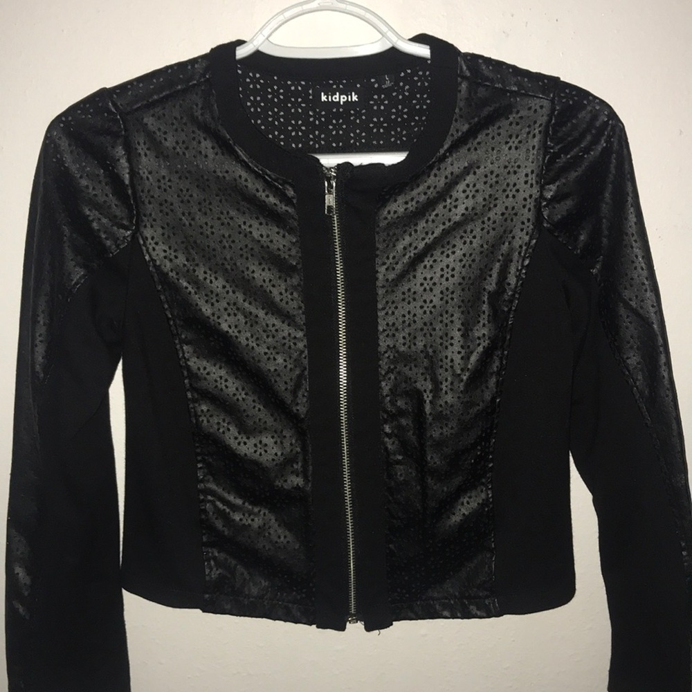 Girls Faux Leather Black Jacket